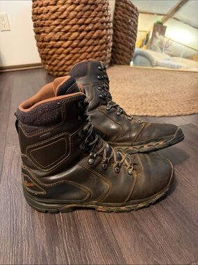 Danner Men's Dark Brown Leather Hiking Boots with Orange Accents